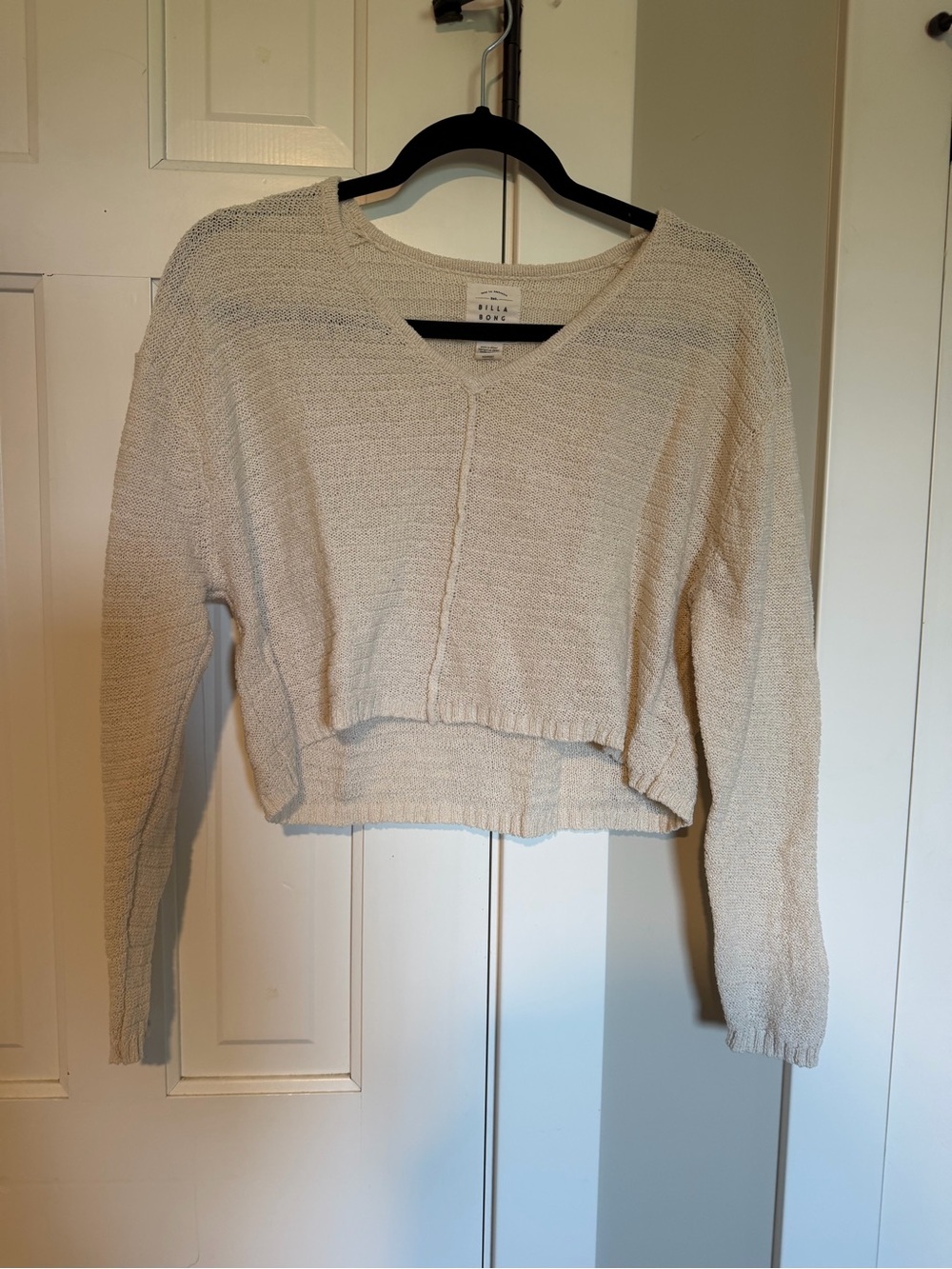 Billabong Cream Cropped Knit Sweater